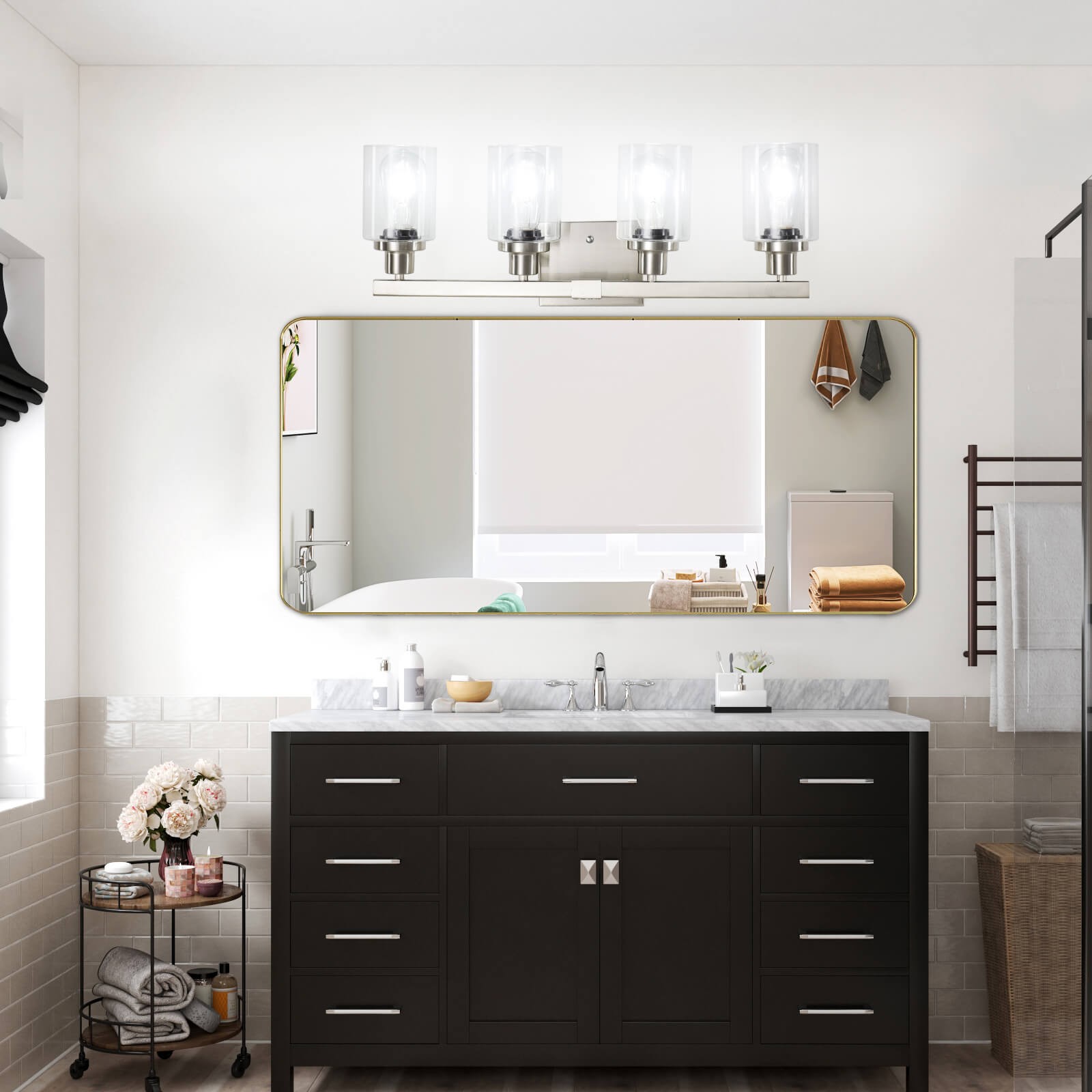 24″ 4 Lights Silver Vanity Light LED Modern Bathroom Mirror Wall Lamp Fixture UL