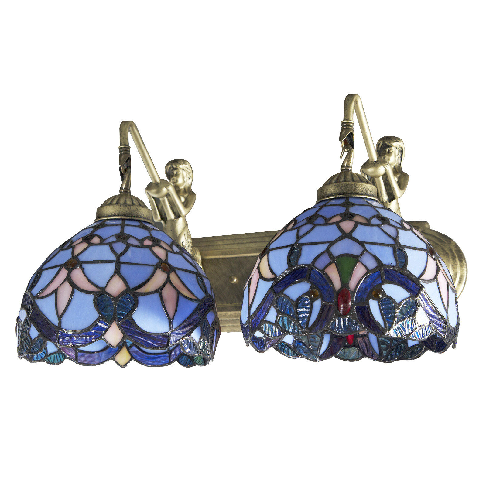 Blue Wall Lighting Fixture, Double Head Wall Lamp 110-220V 15.35*9.84in