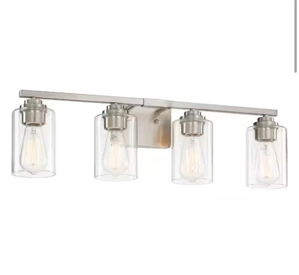 Modern 27 in. 4 Light Brushed Nickel Bathroom Vanity Light with Clear Glass Shad