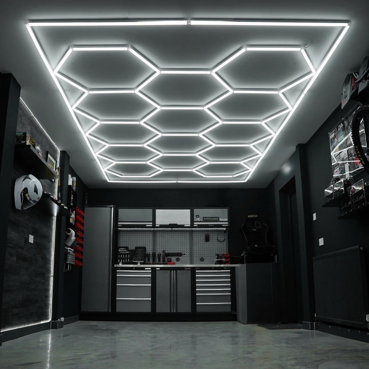 14 Hexagon LED Lighting Detailing Garage Workshop Retail Car Showroom Barber US