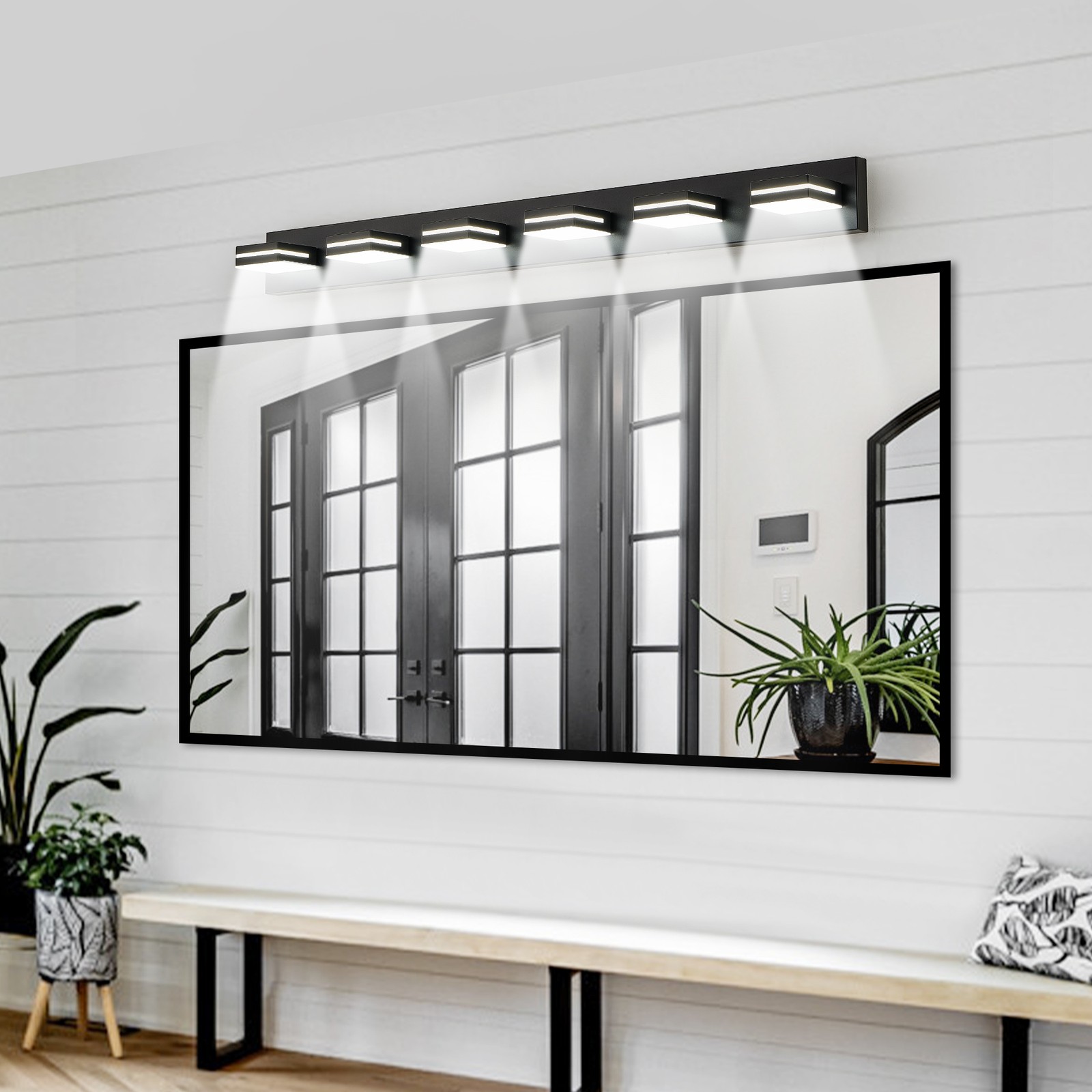 LED 47» Vanity 6 Light Modern Matte Black for Bathroom Mirror Wall Lamp Fixture
