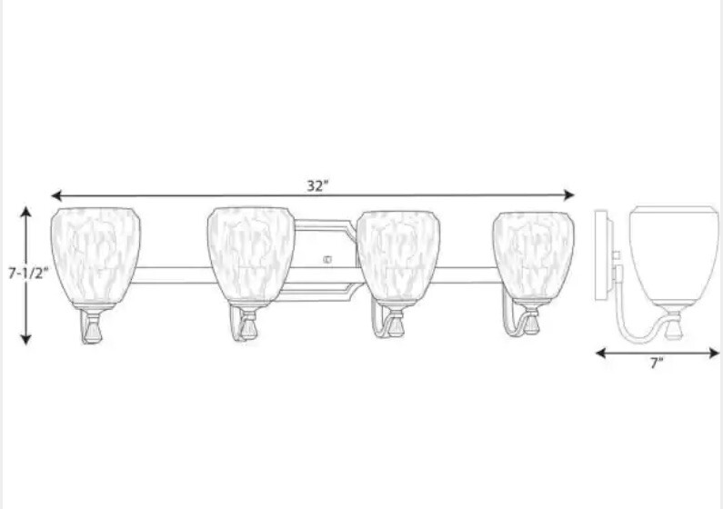 Progress Lighting P300119-020 Anjoux 32″ 4Light Antique Bronze Bath Vanity Light