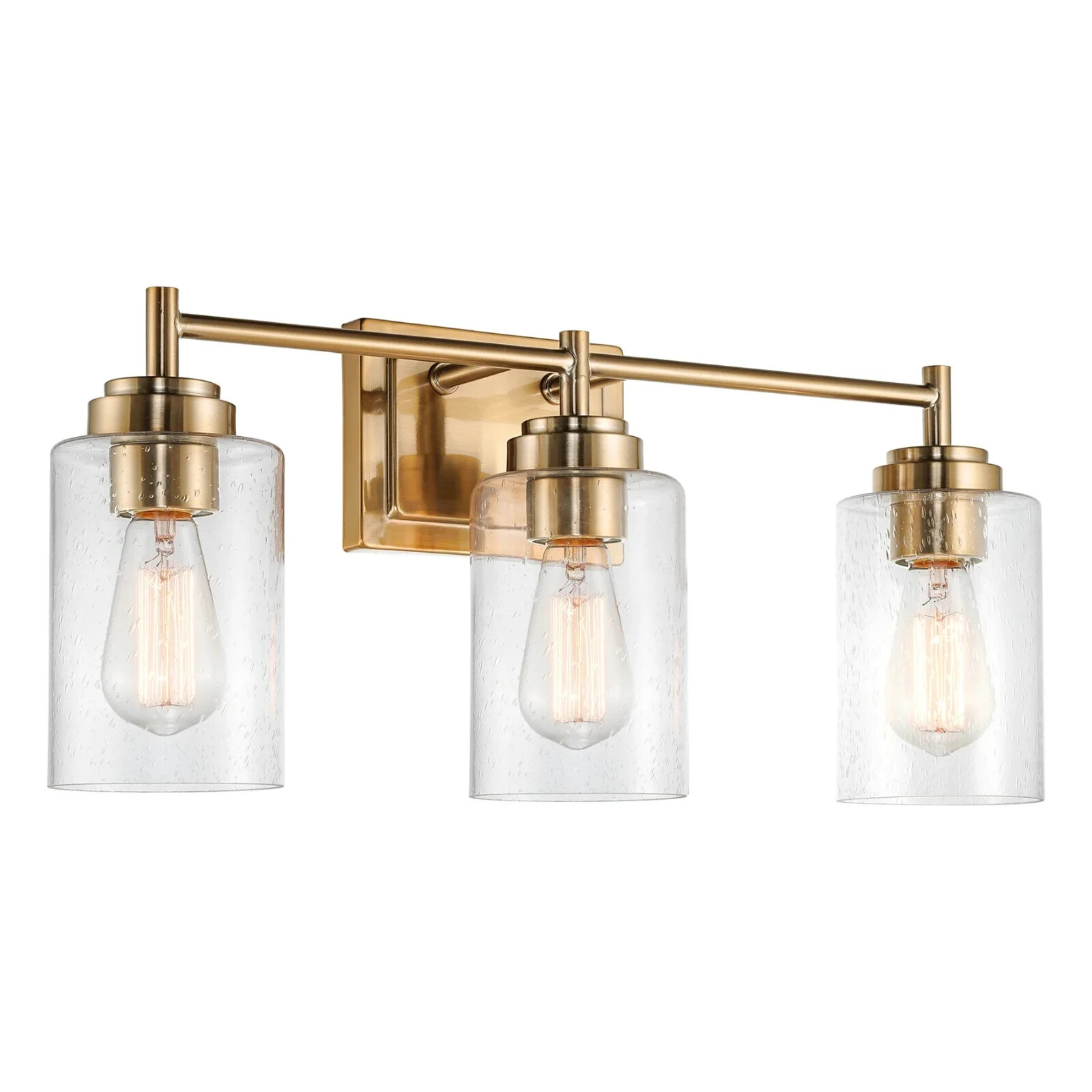 Kira Home Brenton 23″ 3-Light Modern Chic Vanity / Bathroom Light + Seeded Cylin