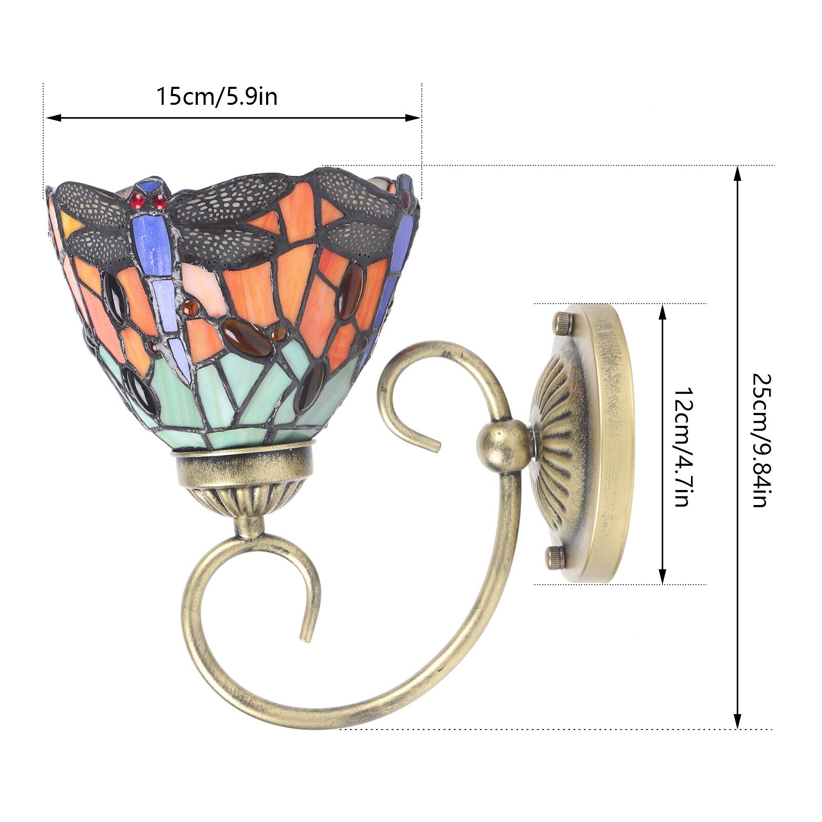 Sconce Vintage Baroque Wall Lamp Antique Stained Glass Wall Sconce 60W