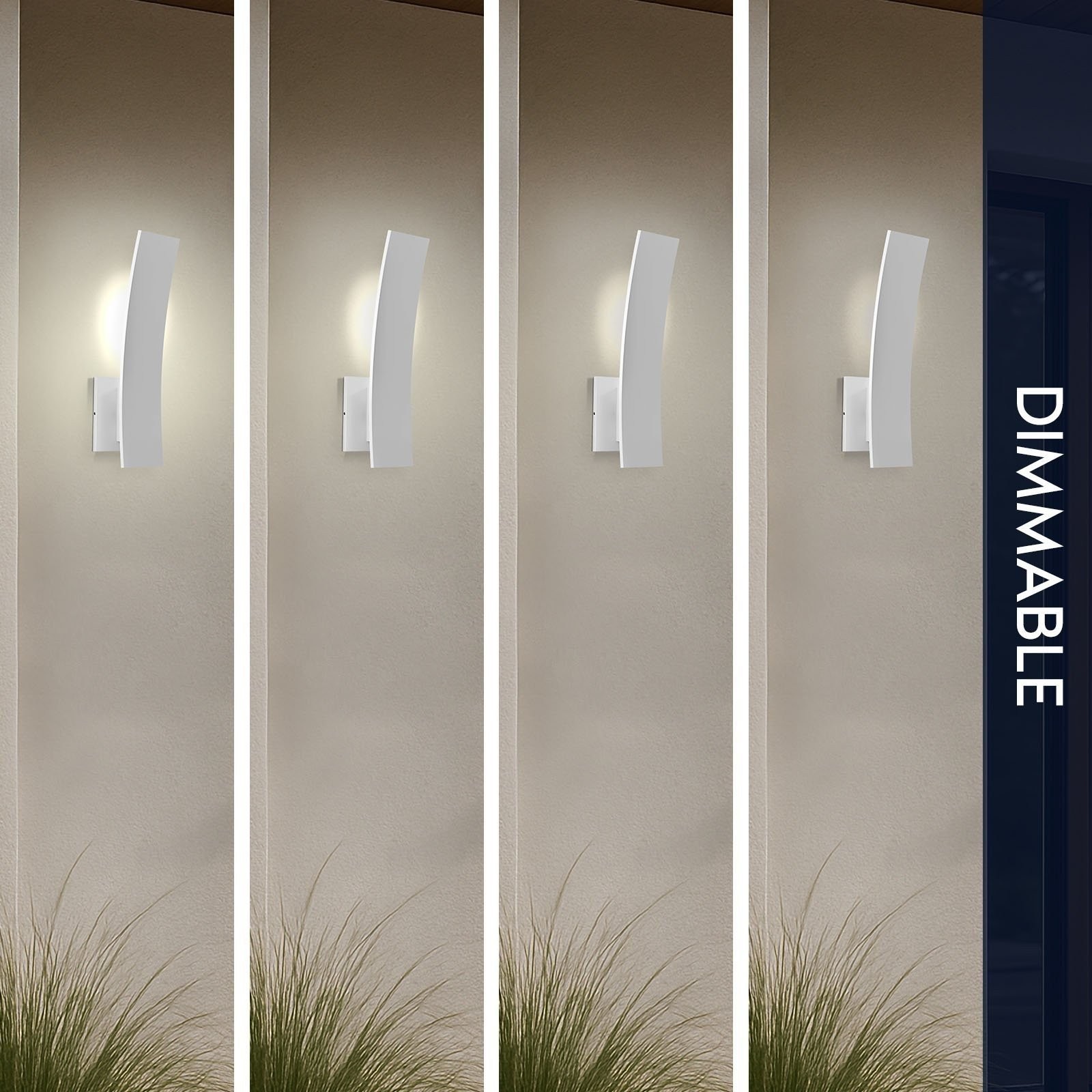 LUXRITE 15-Inch LED Curved Wall Sconce 5CCT, 1000LM, 15W IP65 Dimmable White 2PK