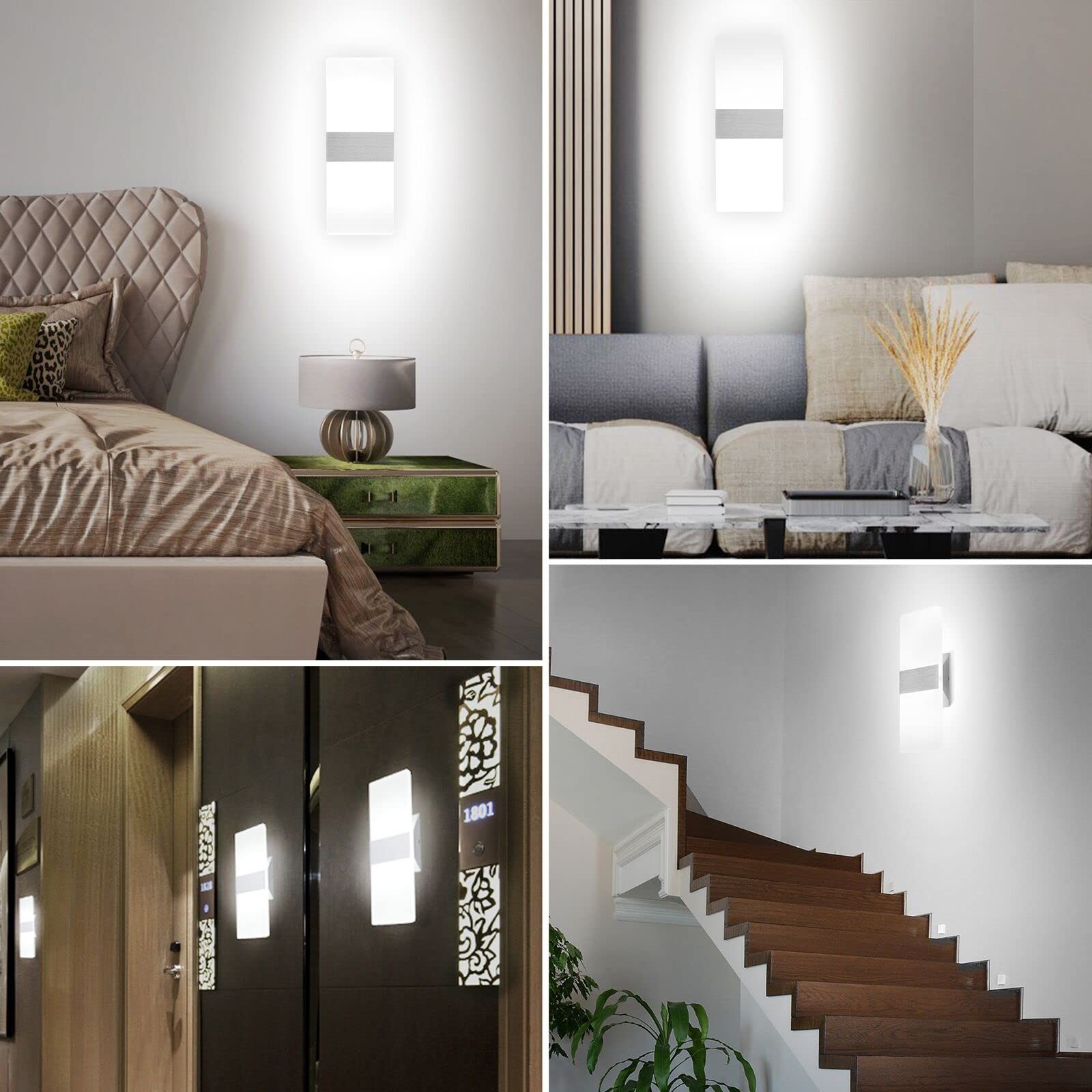 Dimmable LED Wall Sconces, 4 Color Temperature 12W Modern Wall Sconce Wall Mo…