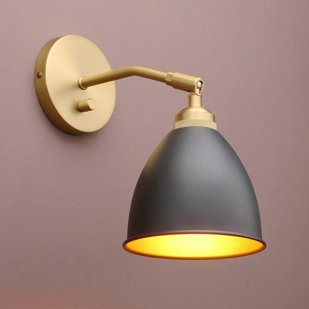 Vintage Wall Sconce Bookcase Light, 1-Light Dimmable On Off Switch Industrial…