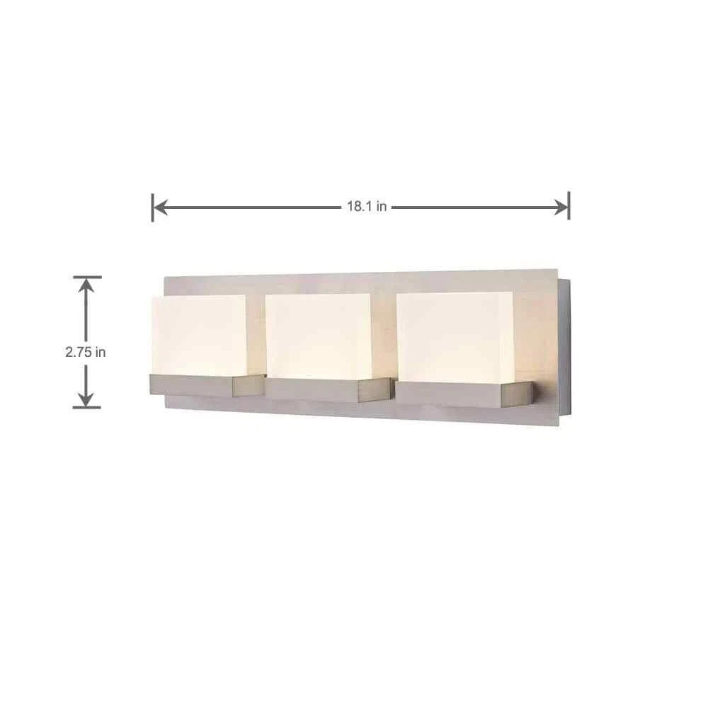 HDC Alberson Collection 3-Light Brushed Nickel LED Vanity Light+Frosted Acrylic