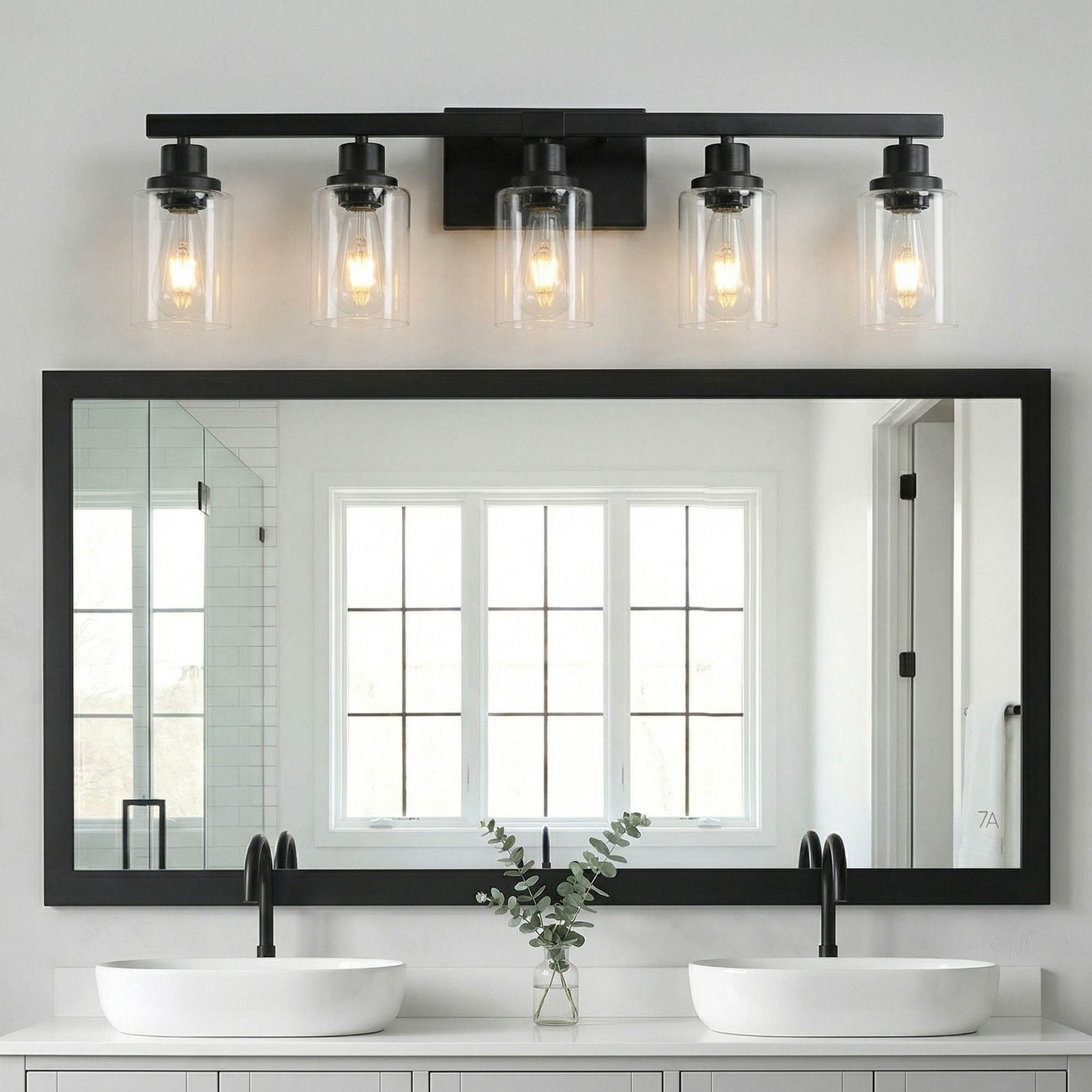 31″ Modern Vanity Light Bathroom Mirror Wall Lamp 5 Lights Sconce Fixture Black