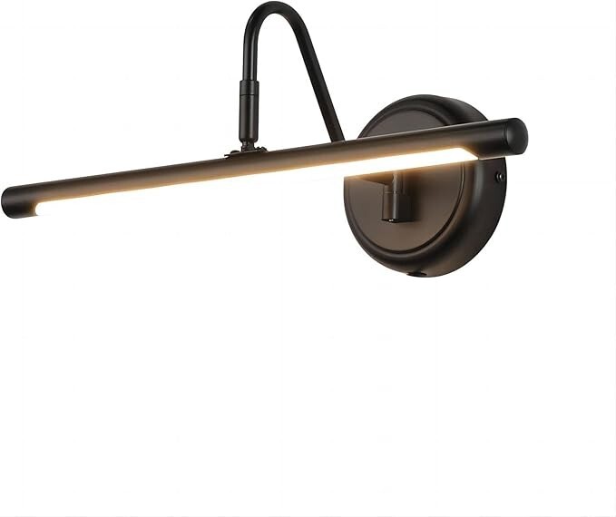 JOOSENLUX LED Picture Light 16.5″ Matte Black Hardwired Swing Arm Wall Lamp