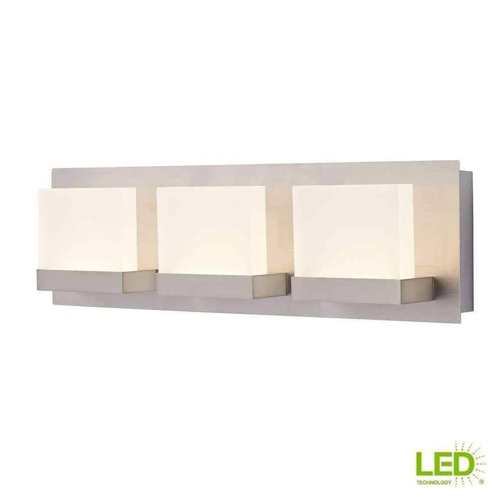HDC Alberson Collection 3-Light Brushed Nickel LED Vanity Light+Frosted Acrylic