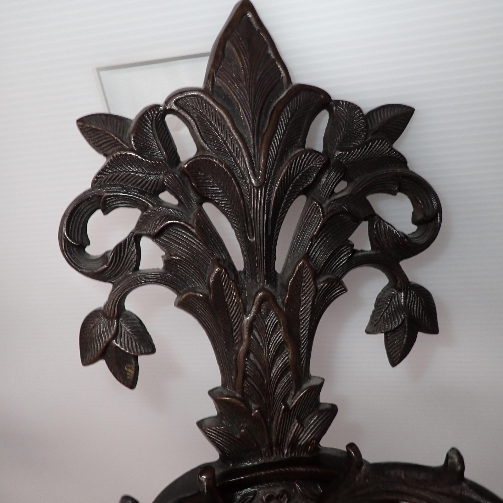Bronze Metal Wall Sconces Pair 2 Arm Leaf Scroll Baroque India Decor