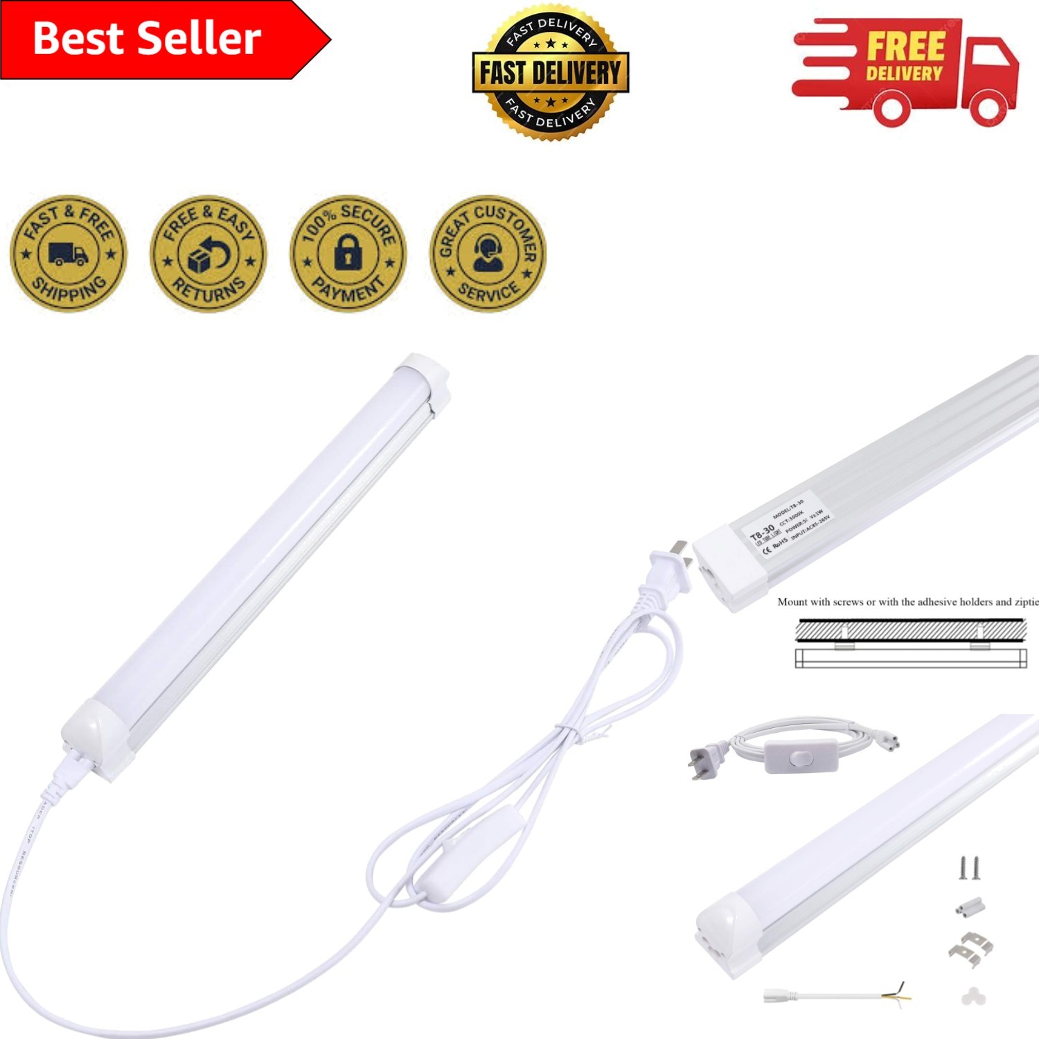 Super Bright 12-Inch LED Under Cabinet Light – 1200 LM, Energy Efficient