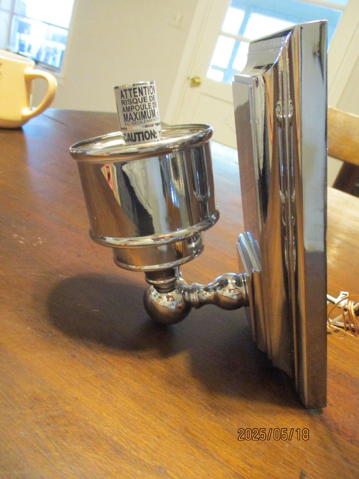 Polished chrome wall sconce or light fixture single NOS