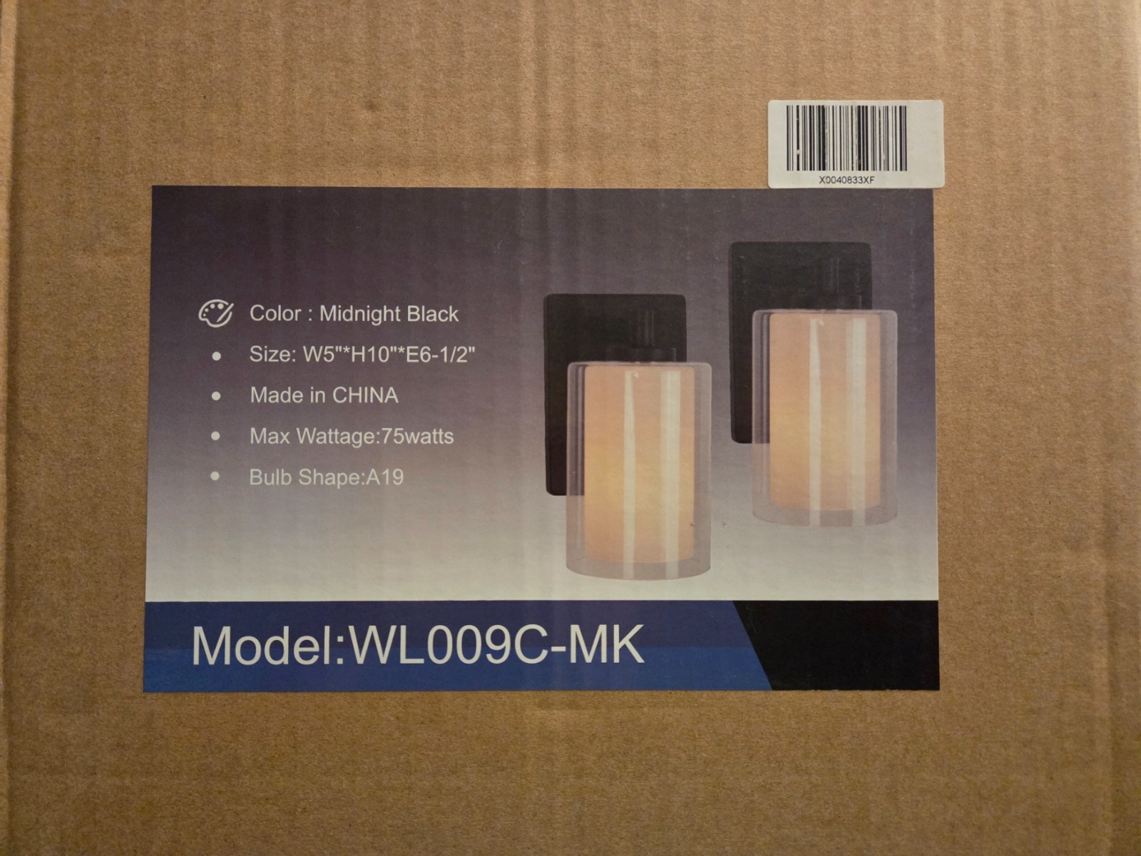 Kalium Wall Sconces Set of Two, Modern Vanity Lights 2PCS Double glass, Black
