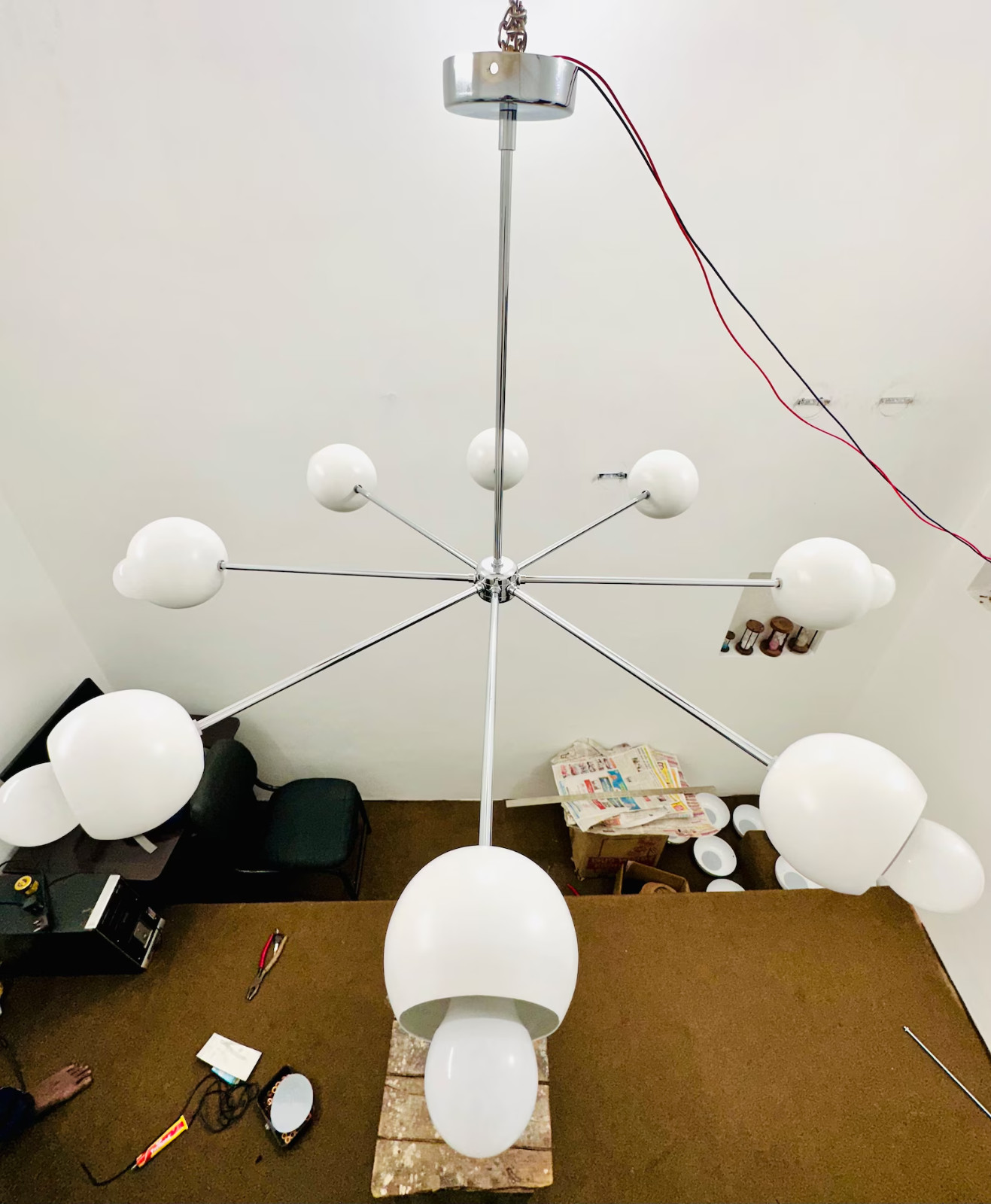 Handmade Modern Italian Pinwheel Eyeball Brass Sputnik Chandelier Ceiling Light