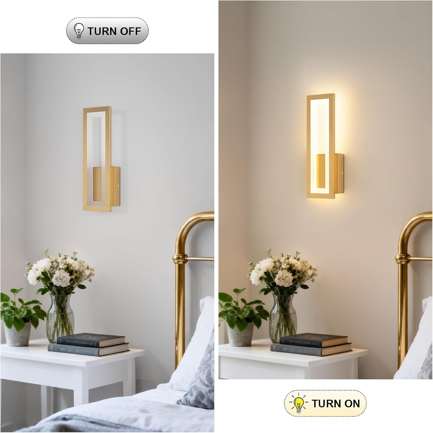 Modern LED Wall Sconces Set of 2, 3000K Warm White Led Wall Lighting Fixtures, G