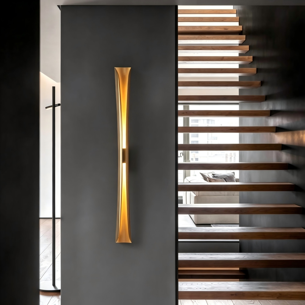 Minimalist Curved Gold LED Wall Light Long Sconce Living Room Bedroom Home Decor
