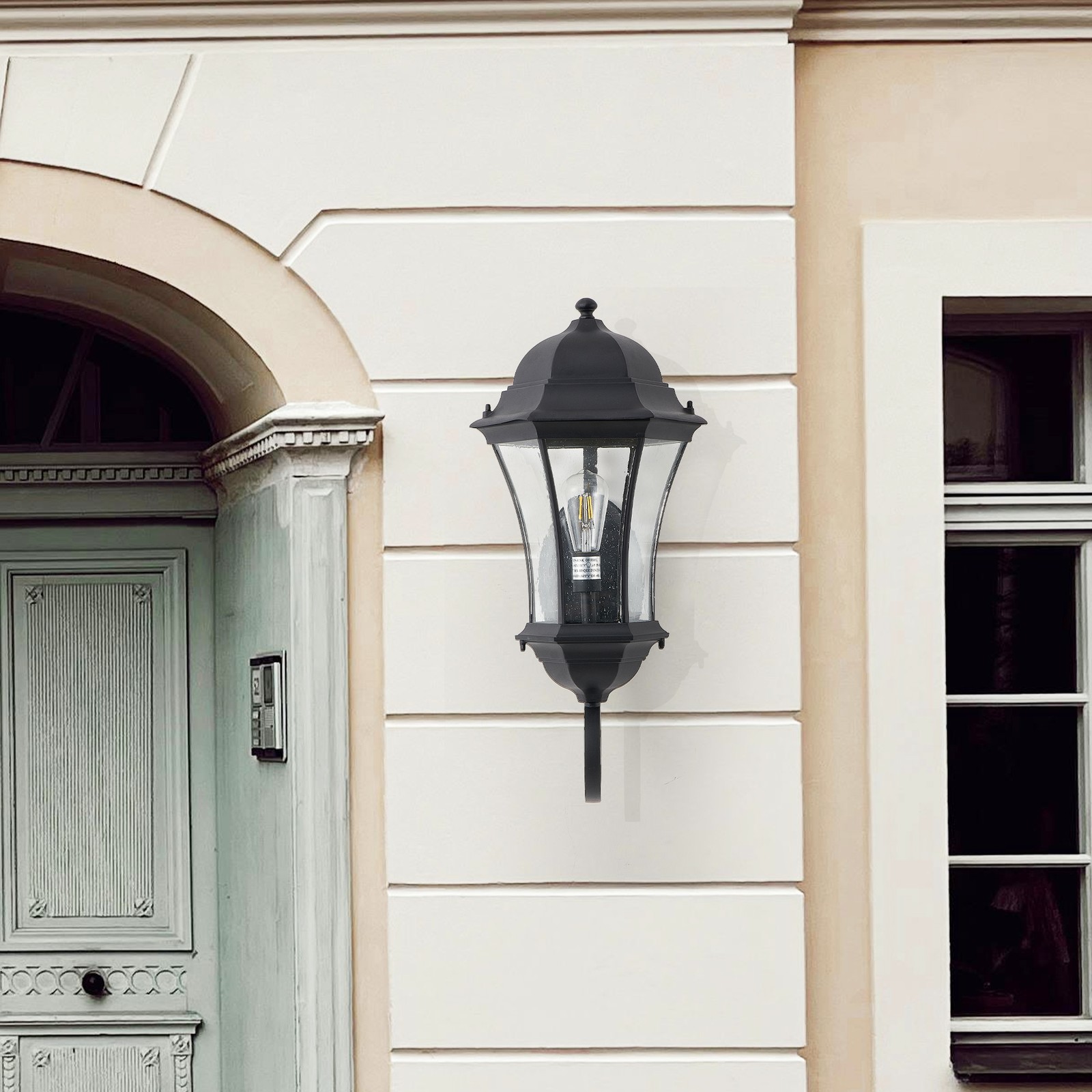 27″ Outdoor Wall Light Dusk to Dawn Porch Sconce Exterior Aluminum Fixture Black
