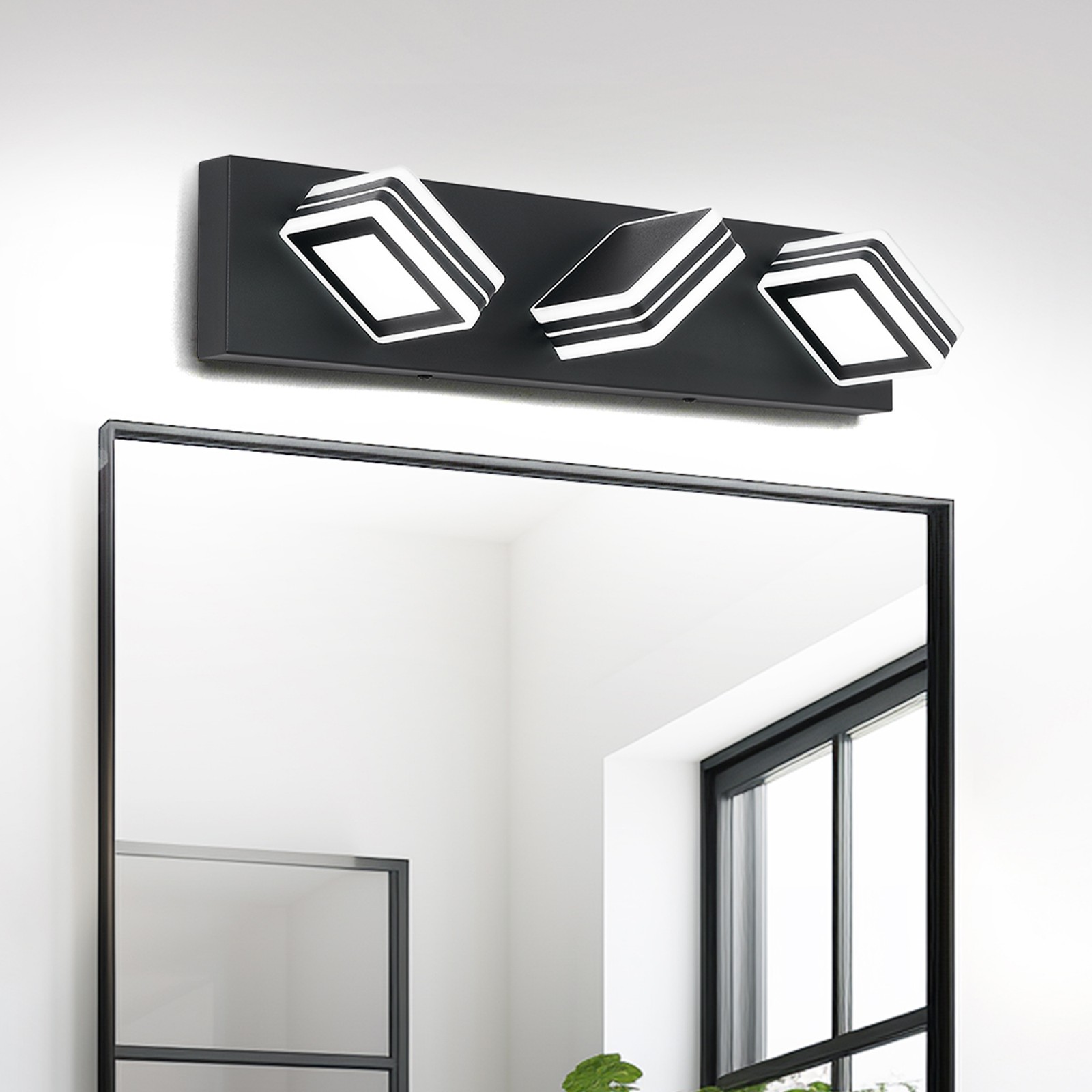 20 Inch 3 Lights LED Vanity Light Bathroom Mirror Black Modern Wall Lamp Fixture