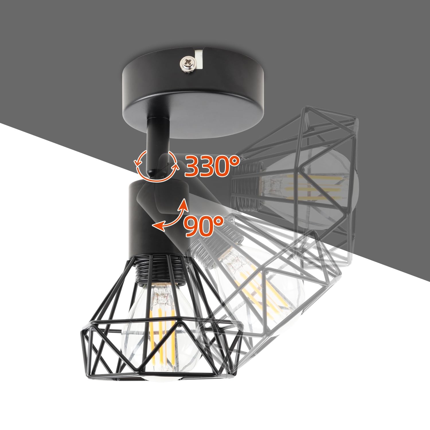 Wall Light Indoor Black 2 Piece, E14 Wall Lamp Vintage, Metal Wall Spot Indu…