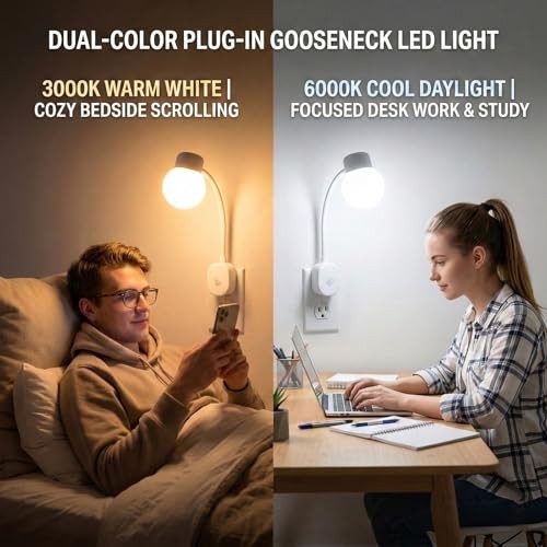 Bright 3W LED Night Lights Plug into Wall with Manual On/Off Switch, 195lm