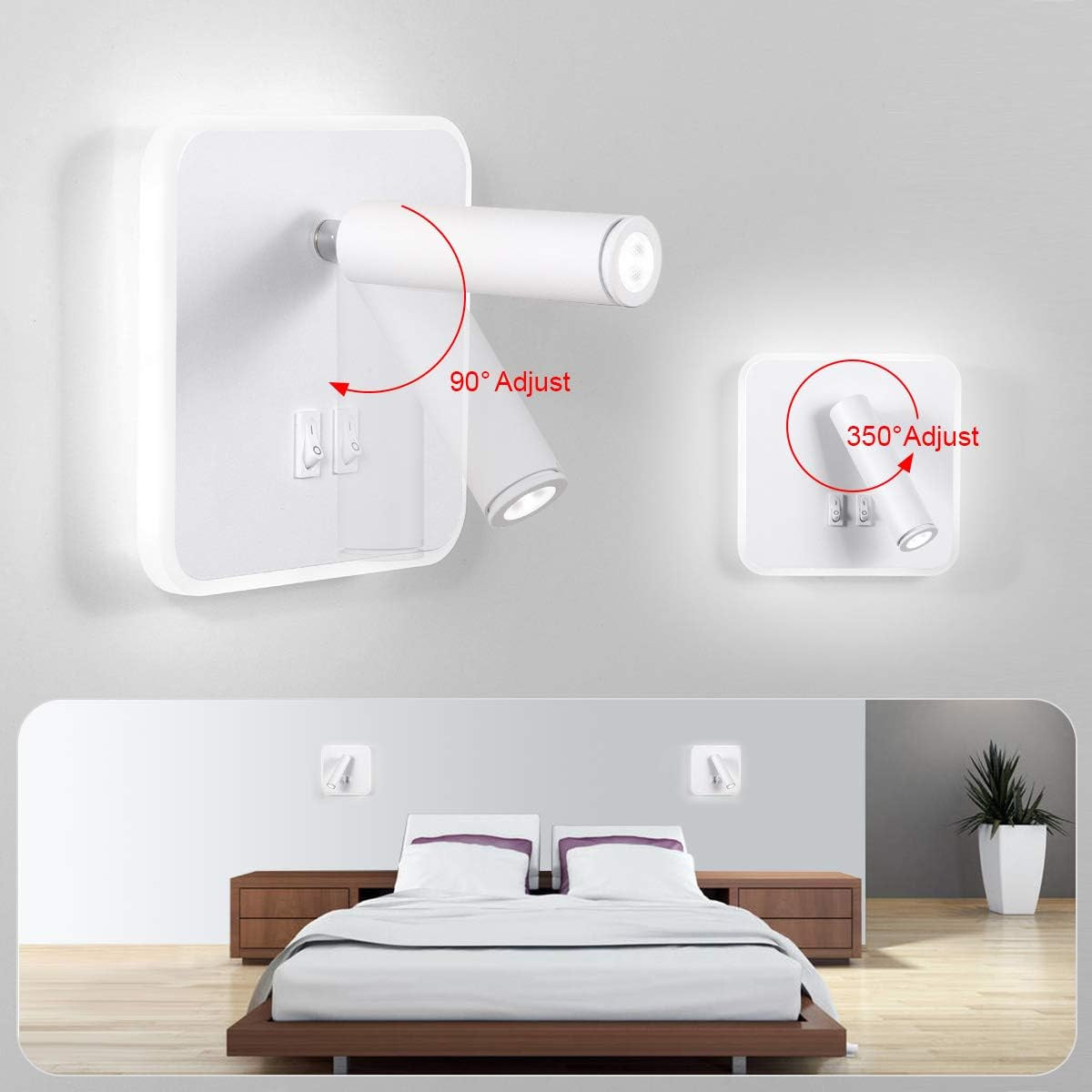 Adjustable 8W Modern Wall Sconce – Cool White Bedside Lamp for Home Decor