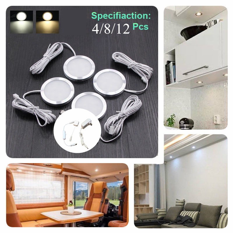 LED Under Cabinet Lighting Kitchen Counter Closet Puck Light Lamp 4/8/12Pack Kit