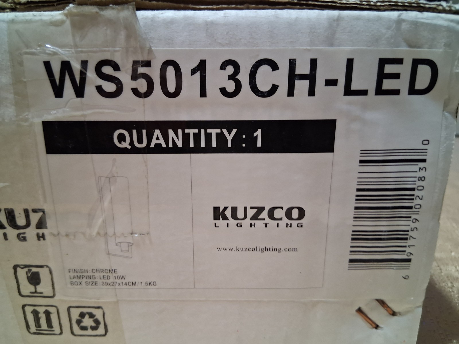 NEW KUZCO Lighting WS5013-CH LED 10W LED Wall Sconce CHROME FINISH in the box