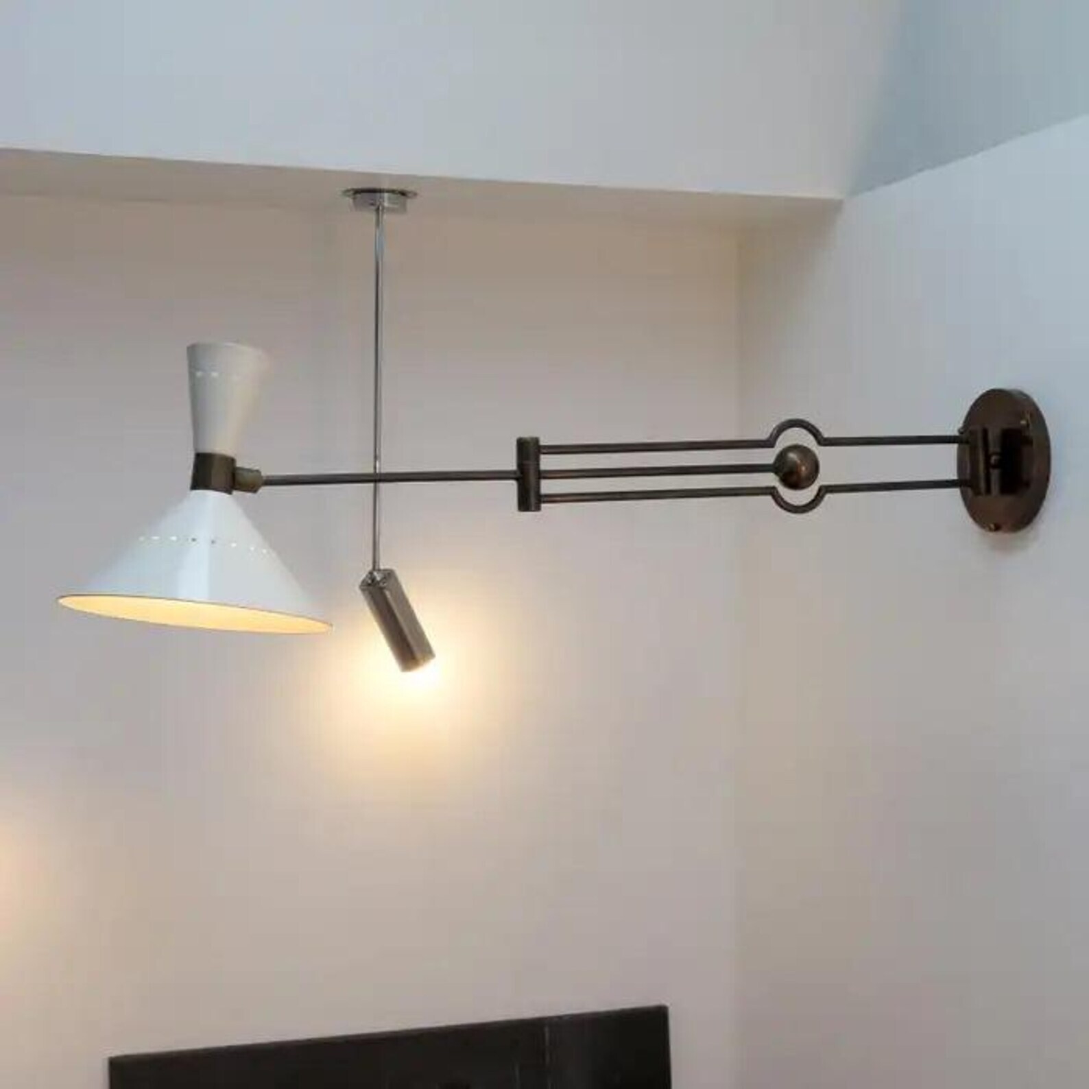 Adjustable Large Articulate Italian Swing Arm Wall Light by L D