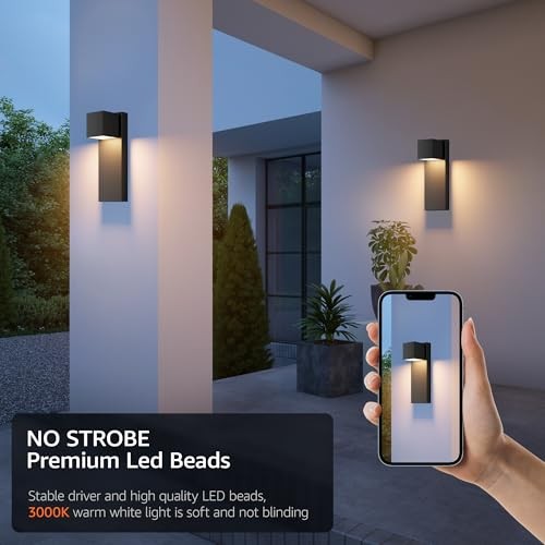 2 Pack 13″ Modern Outdoor Led Wall Light,16W 3000K 1200Lumen Porch & Patio