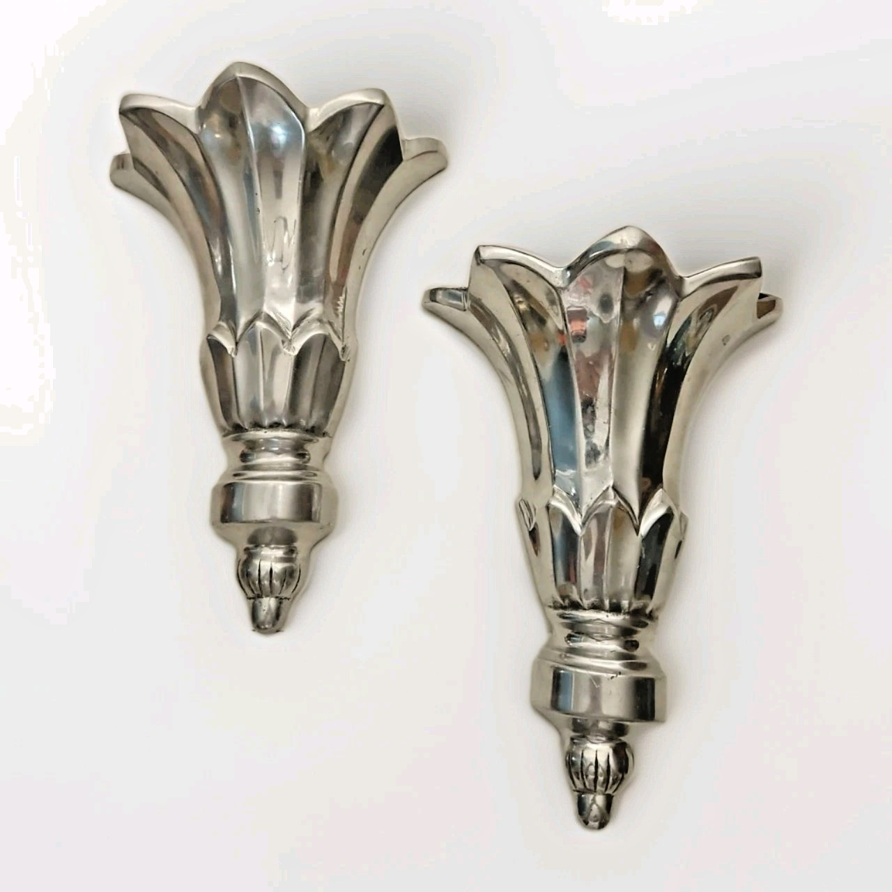 Vintage Art Deco Style Wall Sconces Cast Aluminum 10.5″ Made in India Set of 2