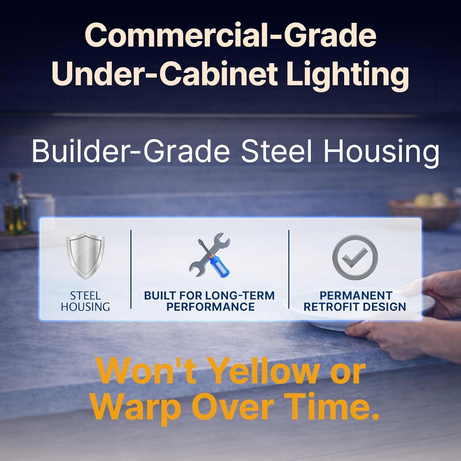 Heavy-Duty Steel Hardwired Under Cabinet Light, 24 in., 5 CCT Selectable (2700K-