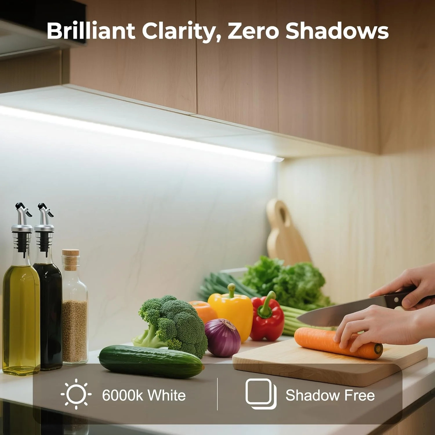 36in Plug in Under Cabinet LED Light 6000K White Kitchen Shelf Lamp Strip