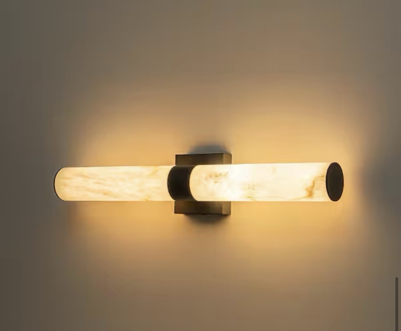 HUOKU Divine 23.6 in. W 1-Light Matte Black Solid Stone Vanity Light LED
