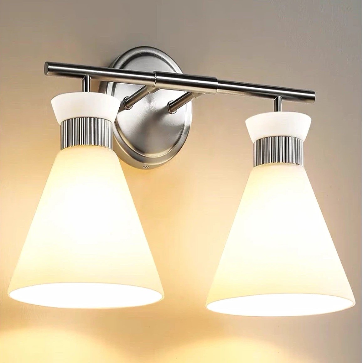 WOSHITU 2-Light Indoor Vanity Lighting, Brushed Nickel Finish, E26