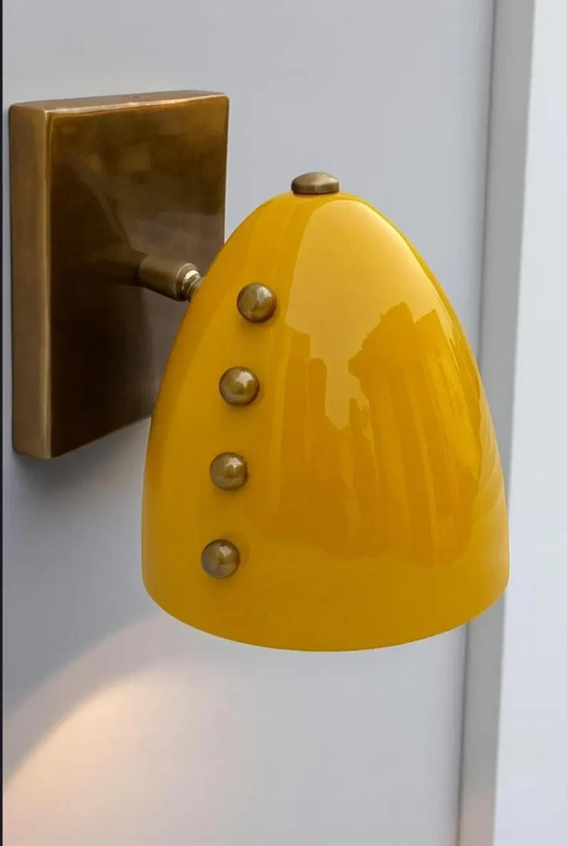Wall Sconce Brass Wall Light Luxury Modern Yellow Wall Lamp Handmade Scone