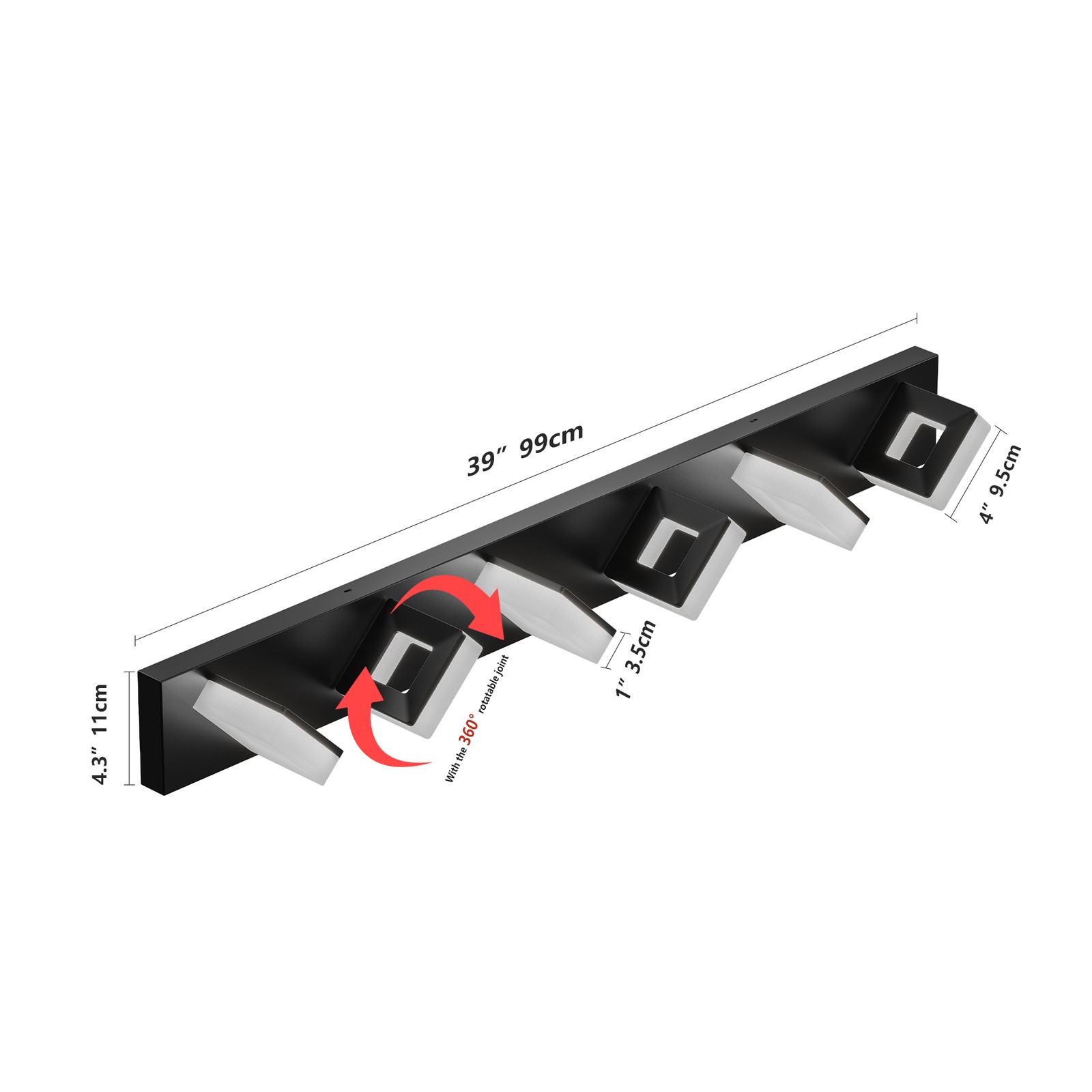 39» Vanity 6 Light LED Modern Bathroom Over Mirror Wall Sconce Black Fixture