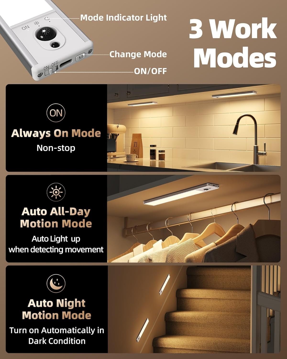 Energy Efficient LED Under Cabinet Lighting with Timer and Remote Control