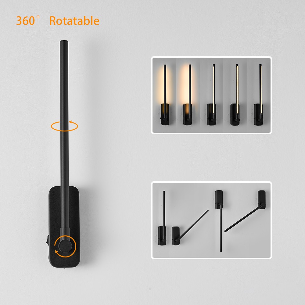 2 Pack 21» Battery Operated LED Wall Sconce Light w Remote 3CCT 5000mAh Black