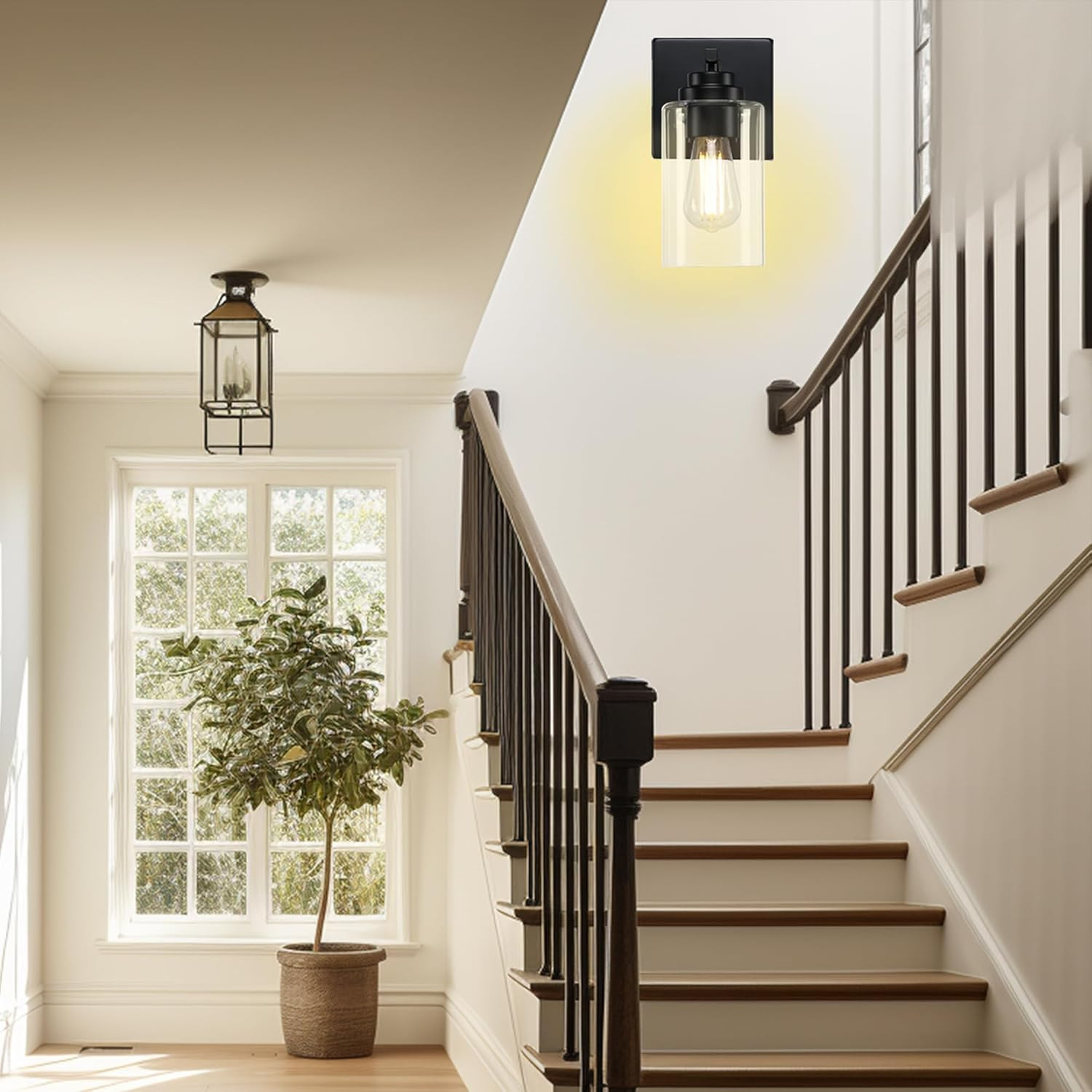 Loyareal Wall Sconces Set of Two, Wall Mounted Bedside Lamps with Rotary Switch,