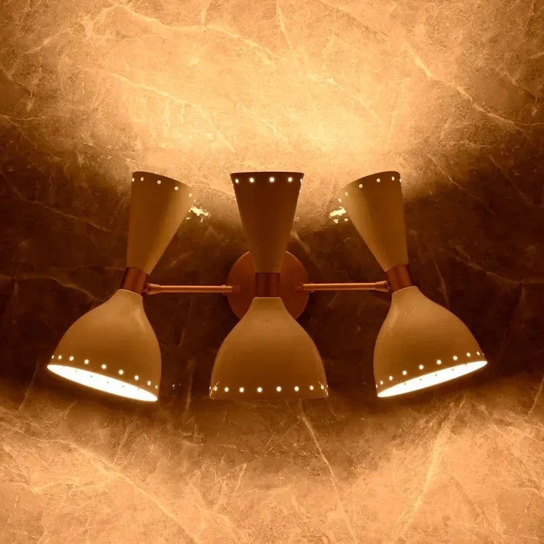 3-Light Brass Wall Sconce – Diabolo Style Modern Industrial Light – Xmas Gift