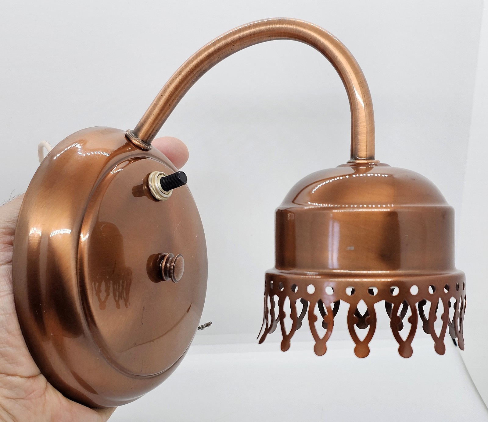 THOMAS INDUSTRIES Gooseneck Wall Sconce COPPER Hard Wired Fixture Mounted Switch