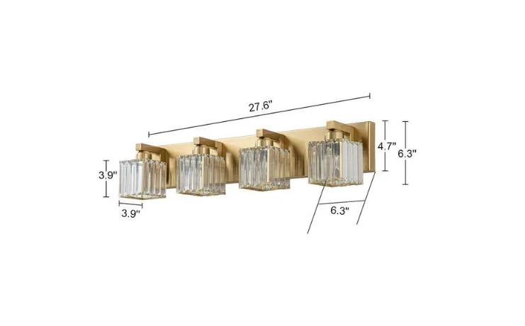 EDISLIVE Orillia 27.5 in. 4-Light Gold Bathroom Vanity Light with Crystal Shades