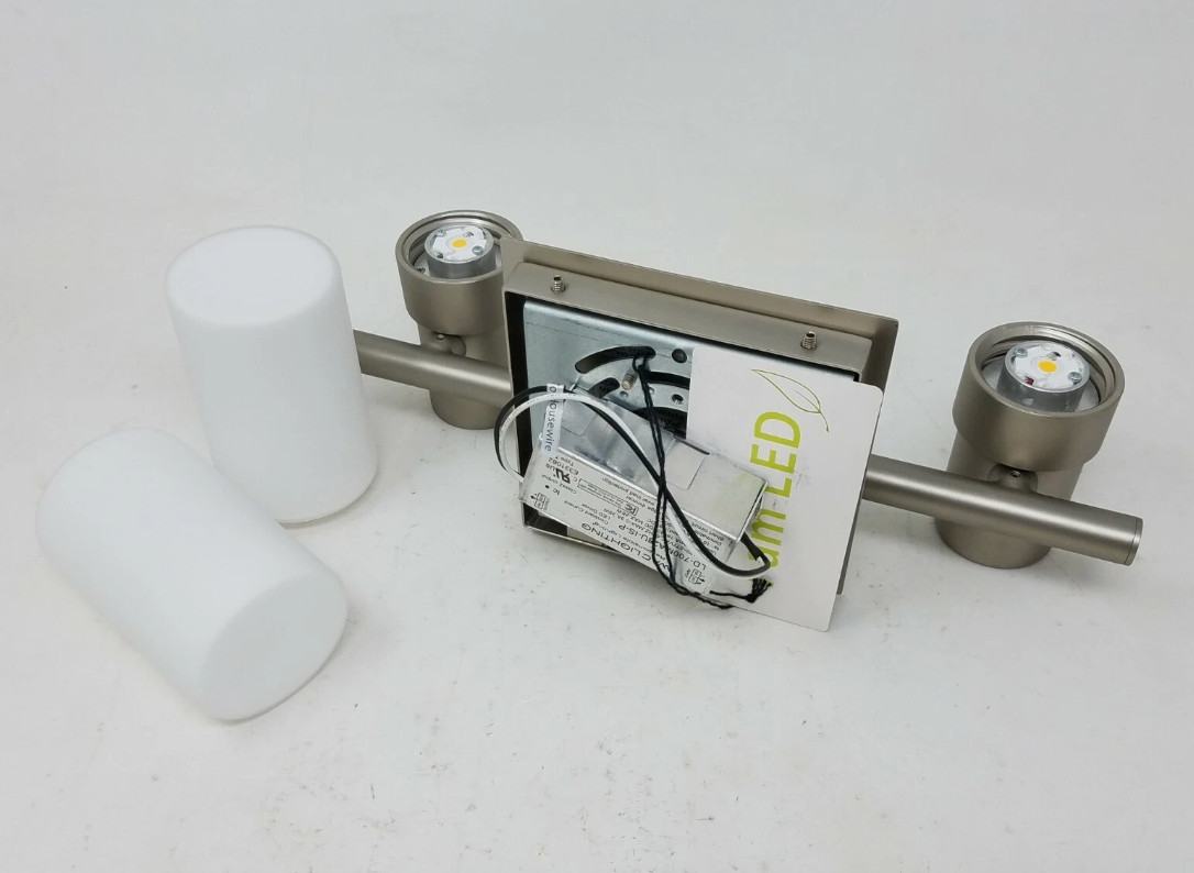 WAC Lighting Elementum WS-76612-SN Satin Nickel 12″W 2-Light LED Bathroom Light