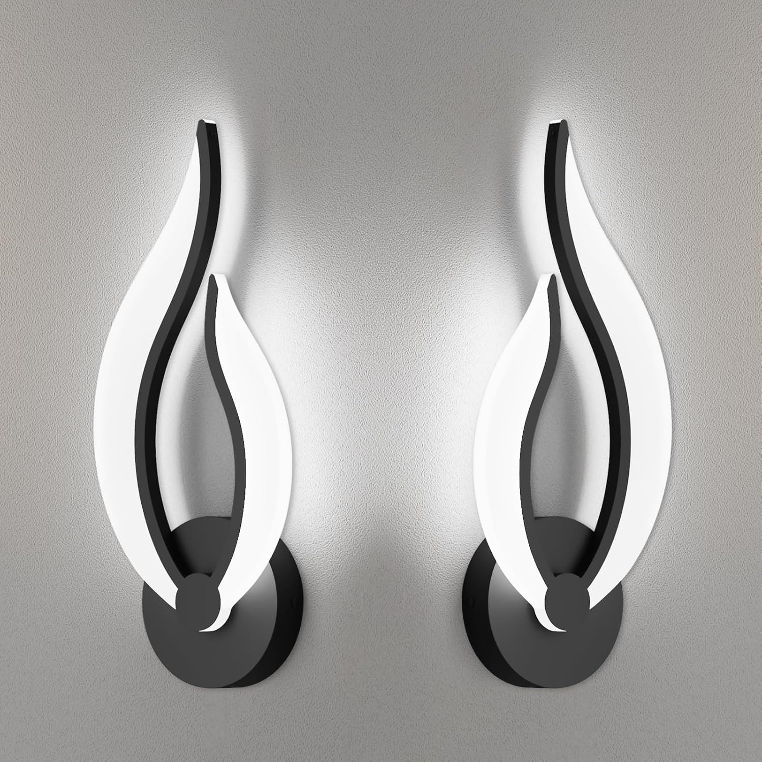 Hard-Wired 2-Pack Modern Indoor Wall Sconce 10W LED Black Dimmable Wall Sconce S