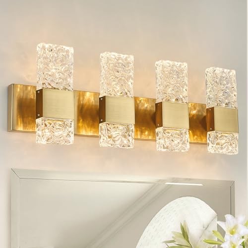 Gold Crystal Vanity Light 40W Dimmable Brushed