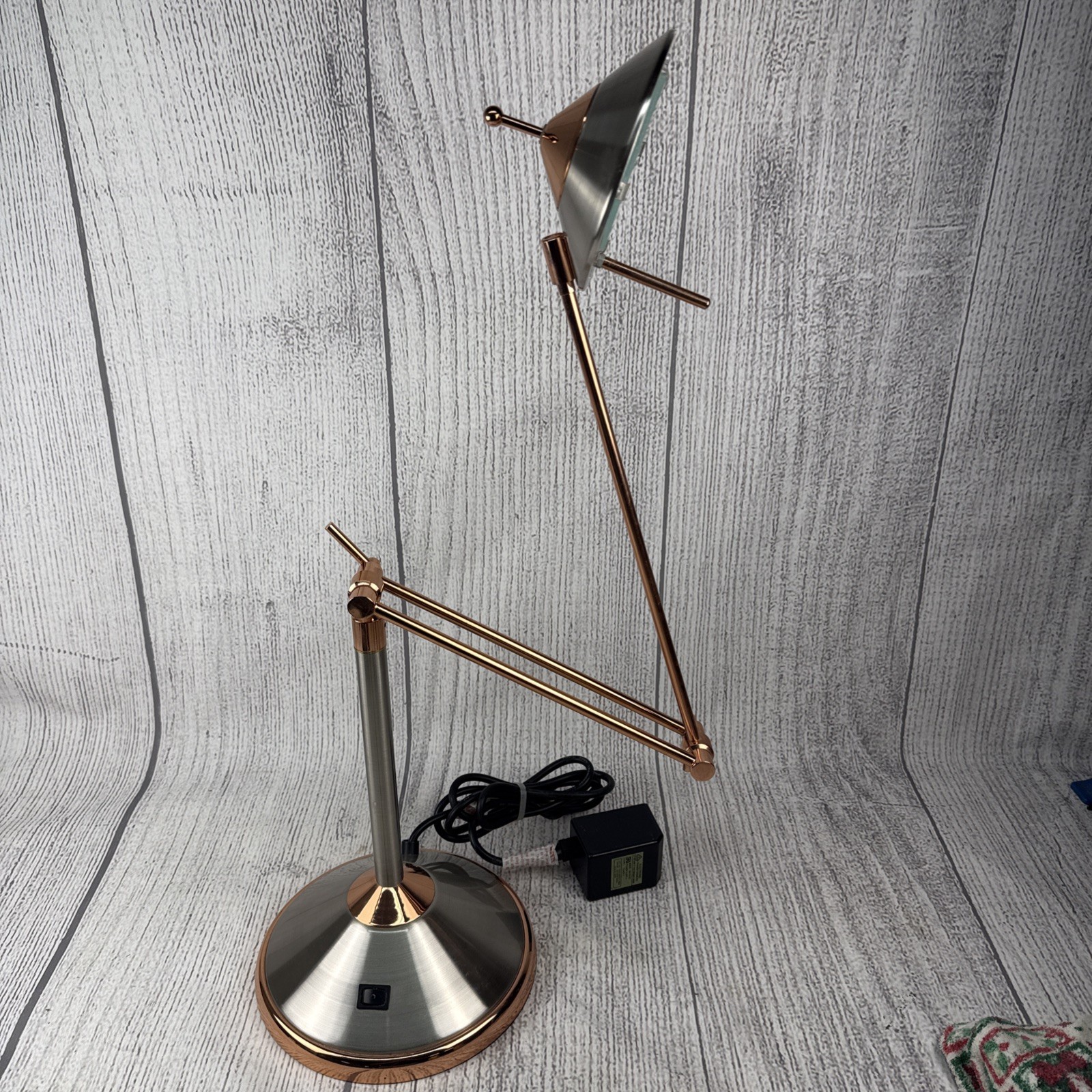 Vtg Articulating Desk Lamp -Chrome & Copper – American Lighting – Tested Clean