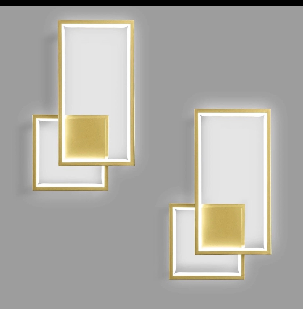 Modern Gold Led Wall Sconce of Two 6000K Dimmable lamp 36W 2-Pack,