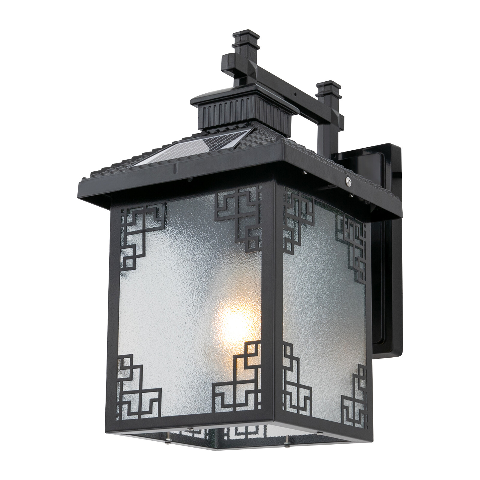 Black Solar Outdoor Wall Light Fixture 110-220V For Yard, Porch, Garage, Garden